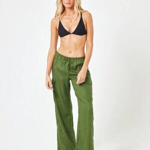 NWT L*Space Sundown Linen Cargo Pant in Jungle XS